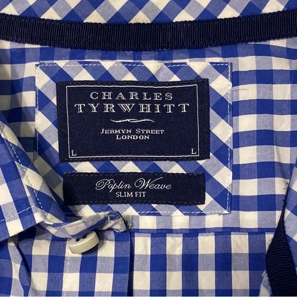 Charles Tyrwhitt Blue and White Casual Button Down Shirt - Picture 2 of 4